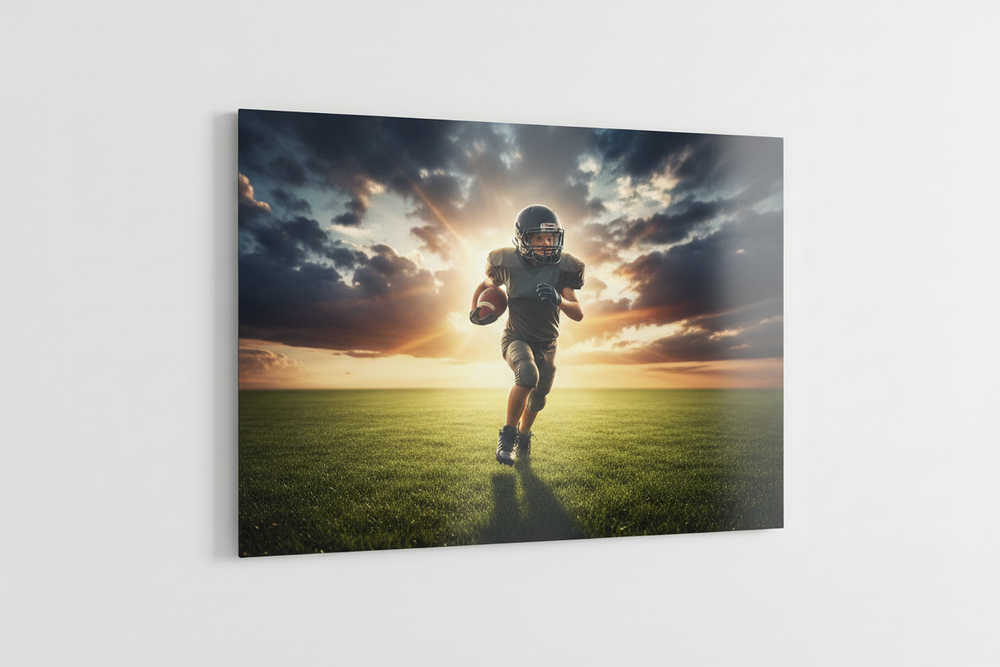 American Football Kid Metal Canvas
