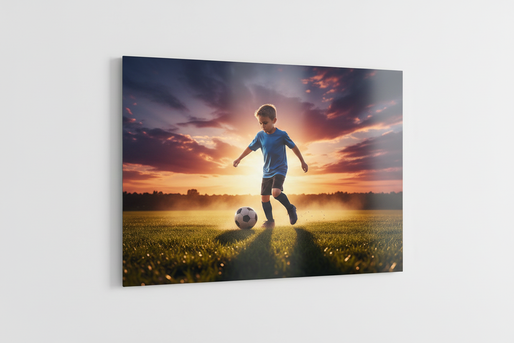 Football Kid Metal Canvas